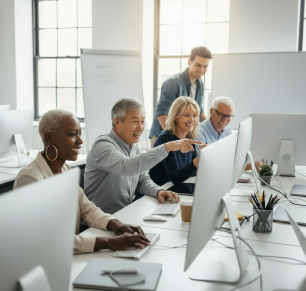 People learning computers together